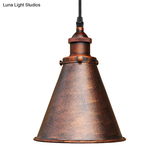 Industrial Style Cone-Shaped Hanging Pendant Lamp - Black/Brass Iron Ideal For Dining Room Lighting