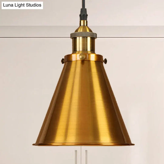 Industrial Style Black/Brass Cone Pendant Light For Dining Room Brass