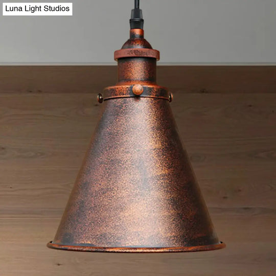 Industrial Style Black/Brass Cone Pendant Light For Dining Room Rust