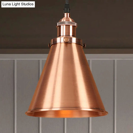 Industrial Style Black/Brass Cone Pendant Light For Dining Room Copper