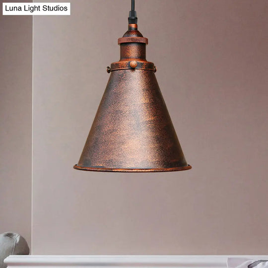 Industrial Style Black/Brass Cone Pendant Light For Dining Room