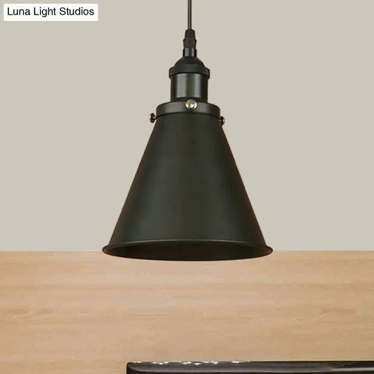 Industrial Style Black/Brass Cone Pendant Light For Dining Room