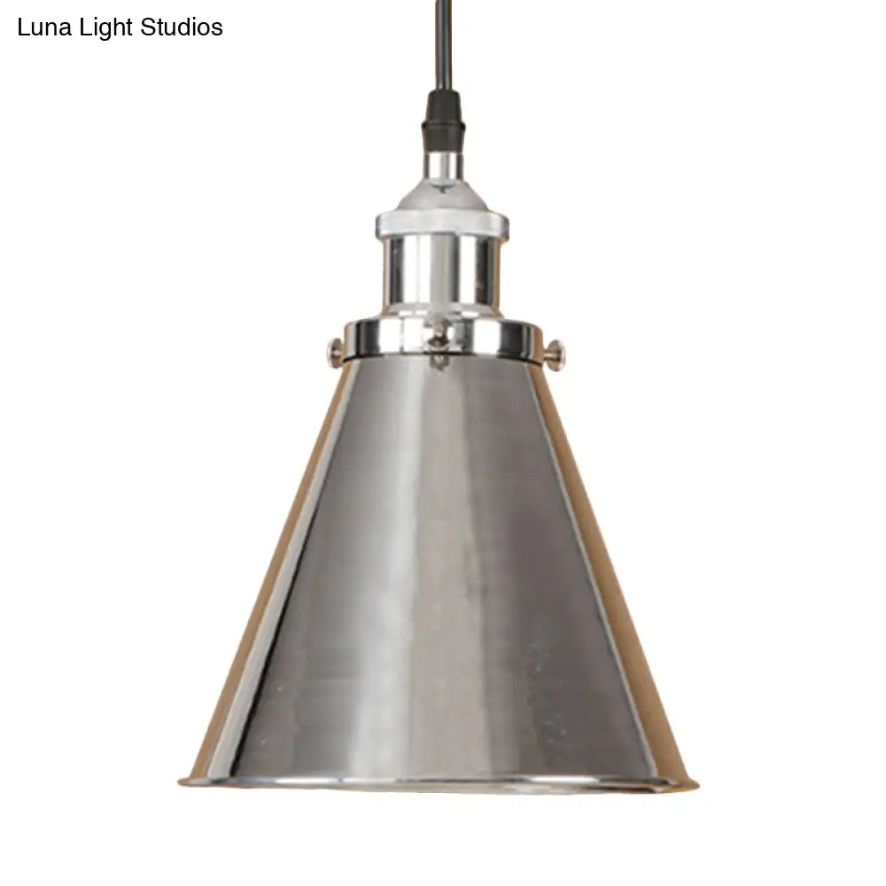 Industrial Style Cone-Shaped Hanging Pendant Lamp - Black/Brass Iron Ideal For Dining Room Lighting