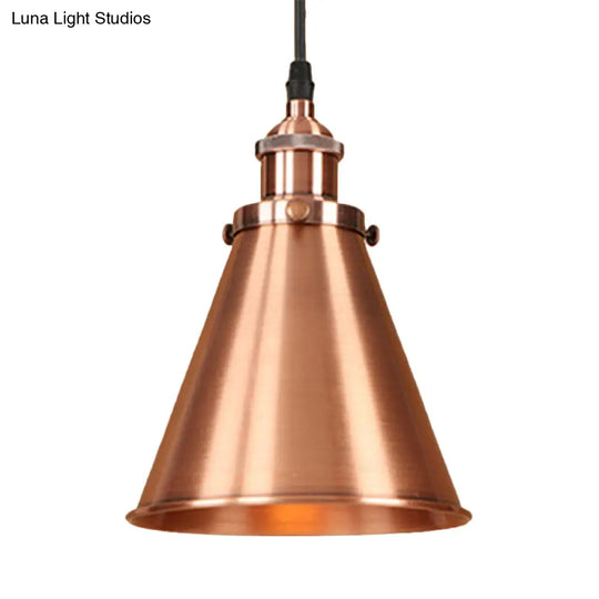 Industrial Style Cone-Shaped Hanging Pendant Lamp - Black/Brass Iron Ideal For Dining Room Lighting