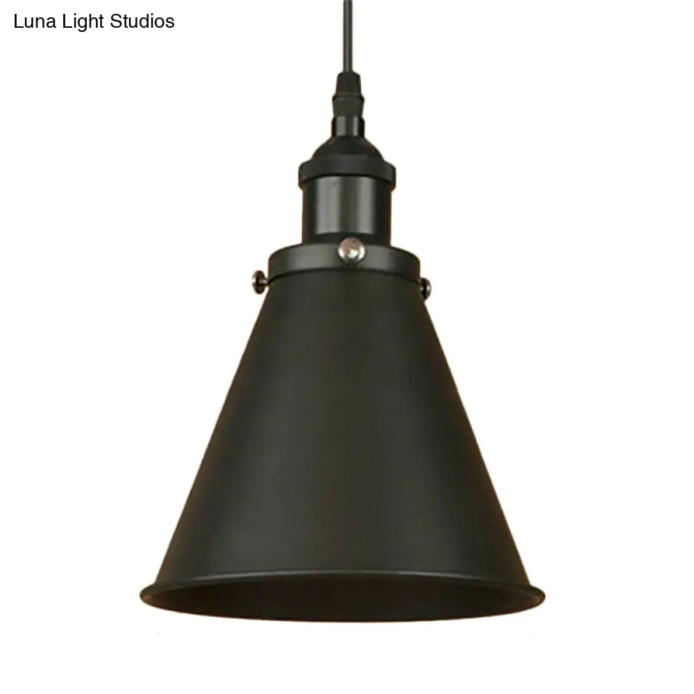 Industrial Style Black/Brass Cone Pendant Light For Dining Room