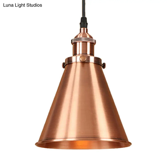 Industrial Style Black/Brass Cone Pendant Light For Dining Room