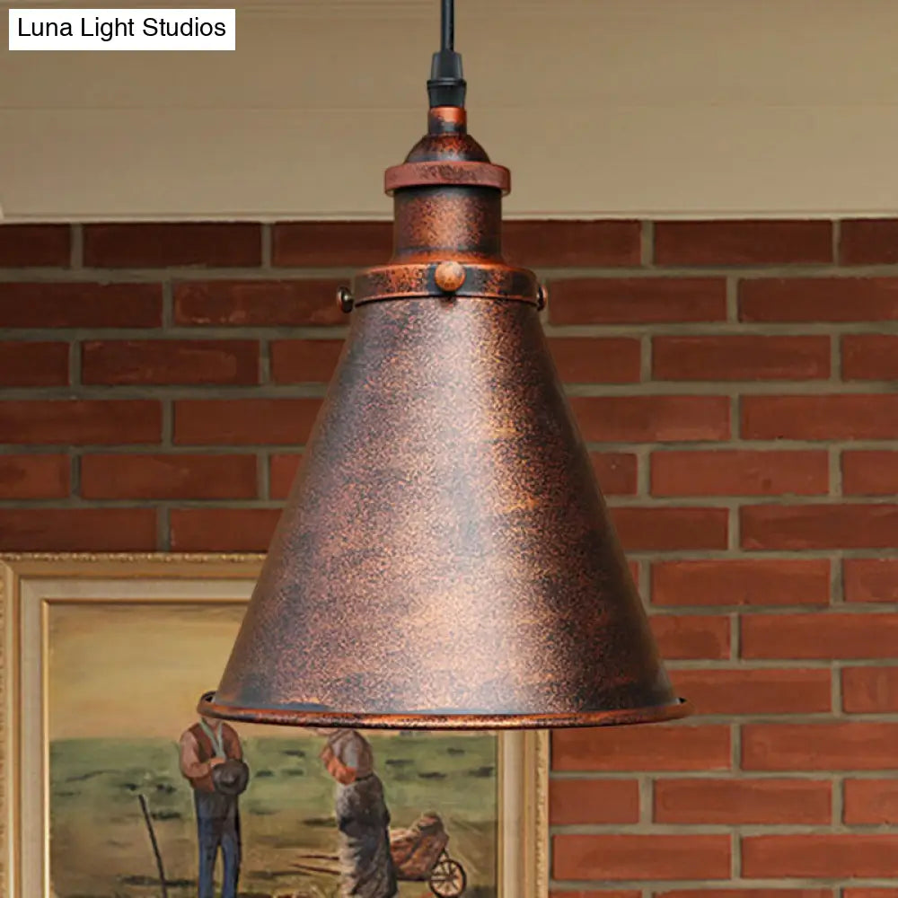 Industrial Style Black/Brass Cone Pendant Light For Dining Room