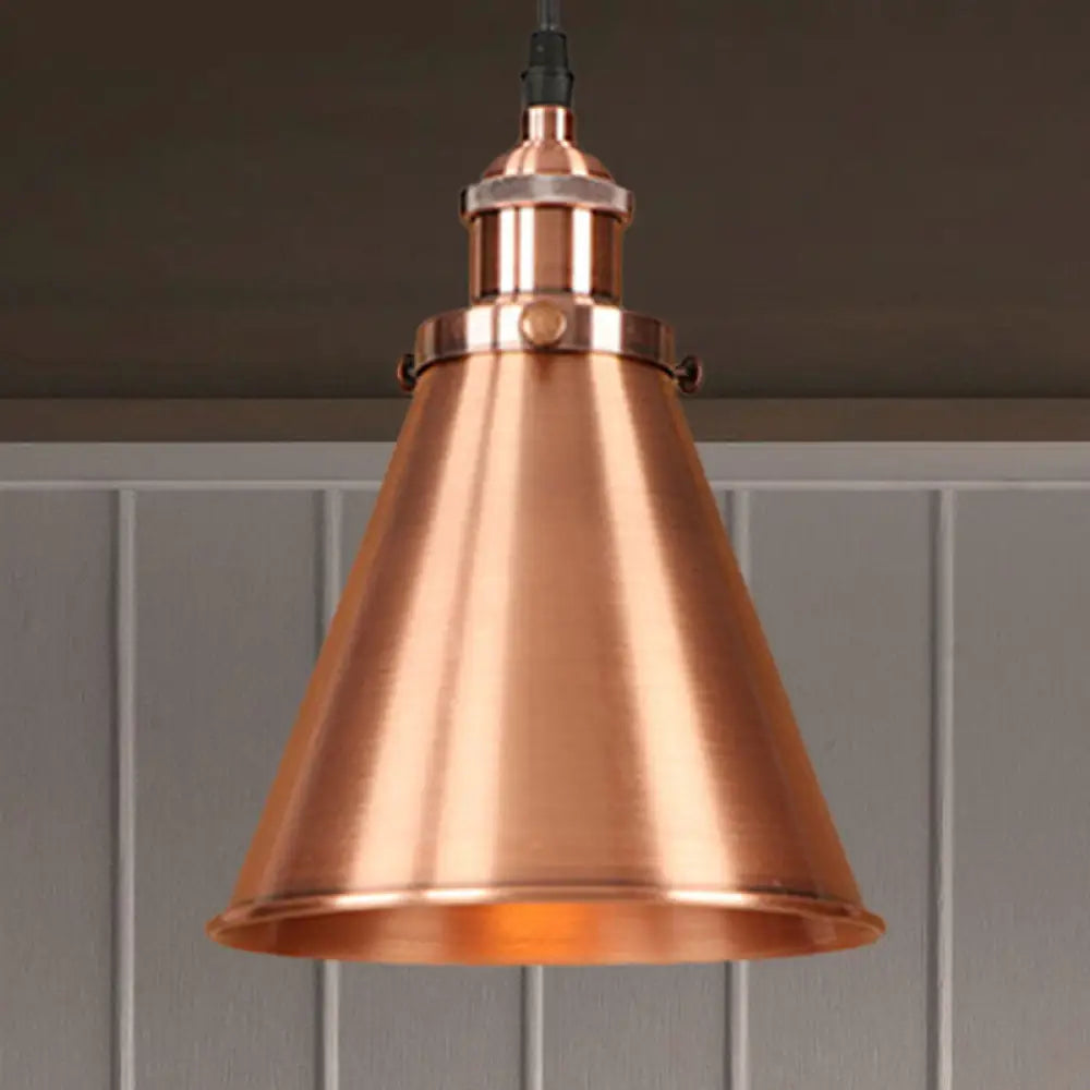 Industrial Style Cone-Shaped Hanging Pendant Lamp - Black/Brass Iron Ideal For Dining Room Lighting