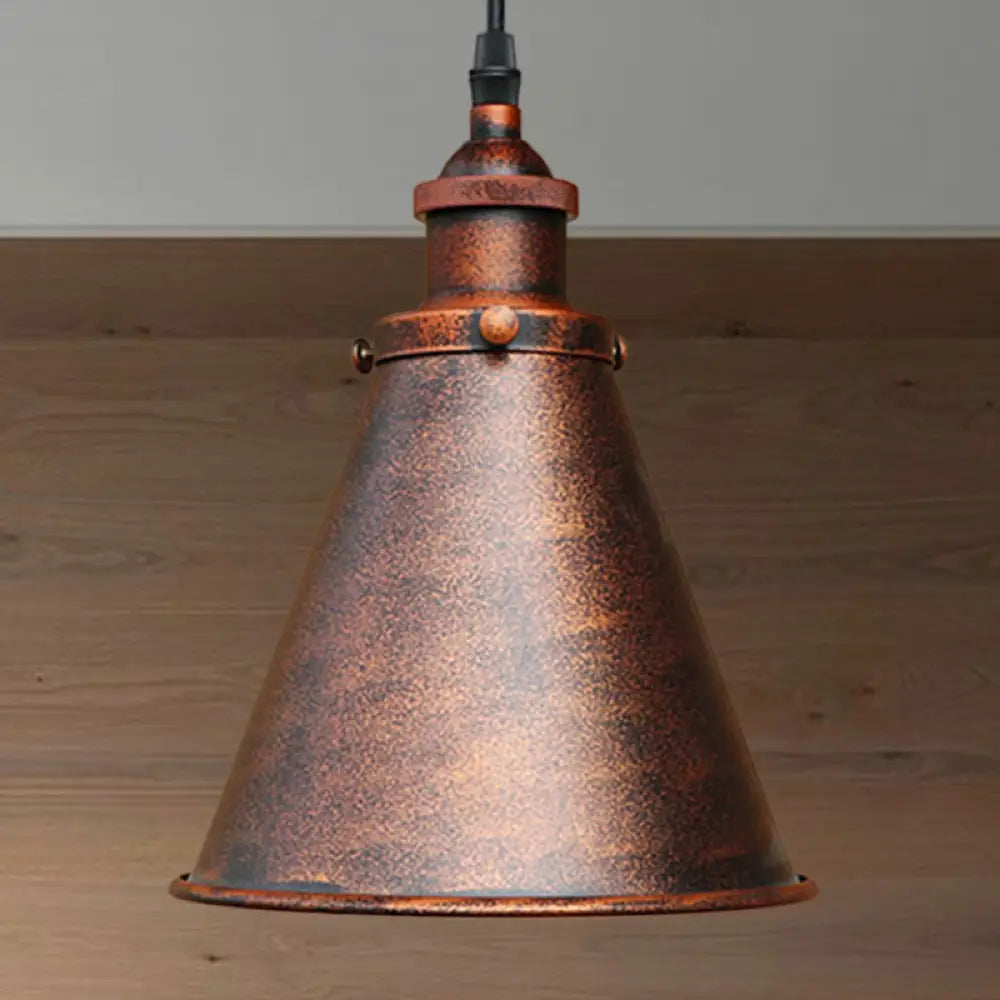 Industrial Style Cone-Shaped Hanging Pendant Lamp - Black/Brass Iron Ideal For Dining Room Lighting