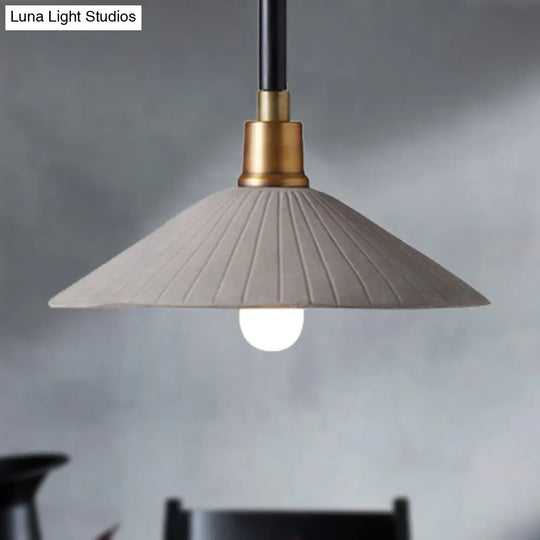 Industrial Style Concrete Conic Pendant Lamp With Adjustable Cord - Grey