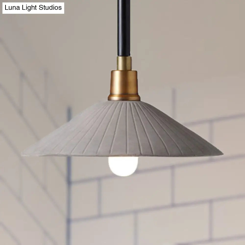 Industrial Style Concrete Conic Pendant Lamp With Adjustable Cord - Grey