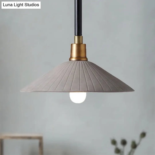 Industrial Style Concrete Conic Pendant Lamp With Adjustable Cord - Grey