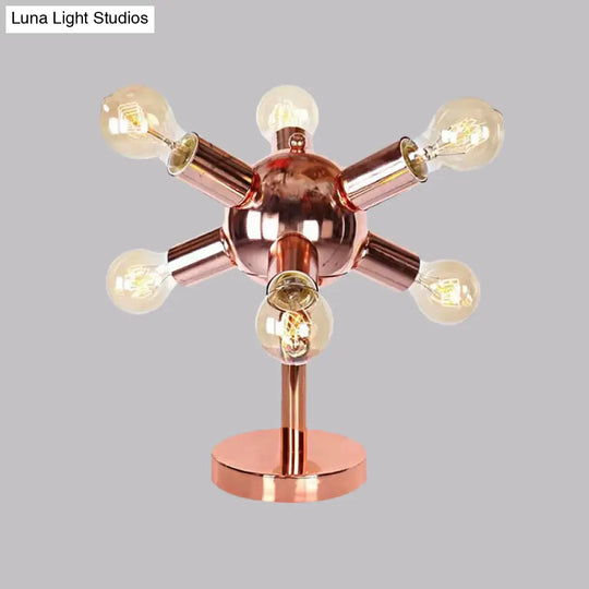 Industrial Style Copper Finish Sputnik Table Lamp | 6/9-Head Metallic Lighting For Bedroom With