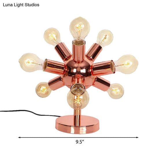 Industrial Style Copper Finish Sputnik Table Lamp | 6/9-Head Metallic Lighting For Bedroom With