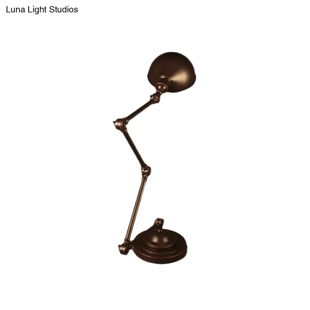 Industrial Style Dome Metal Reading Light - Bronze Swing Arm Desk Lamp For Study Room