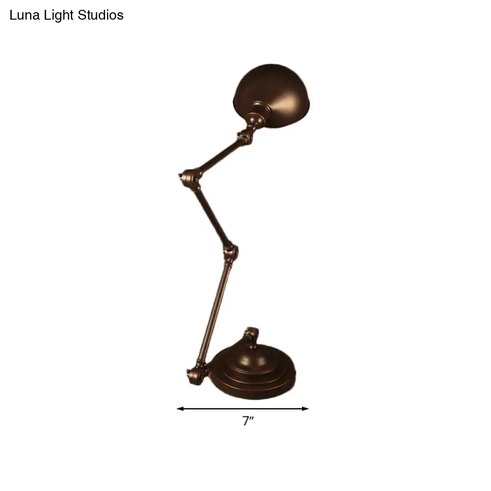 Industrial Style Dome Metal Reading Light - Bronze Swing Arm Desk Lamp For Study Room