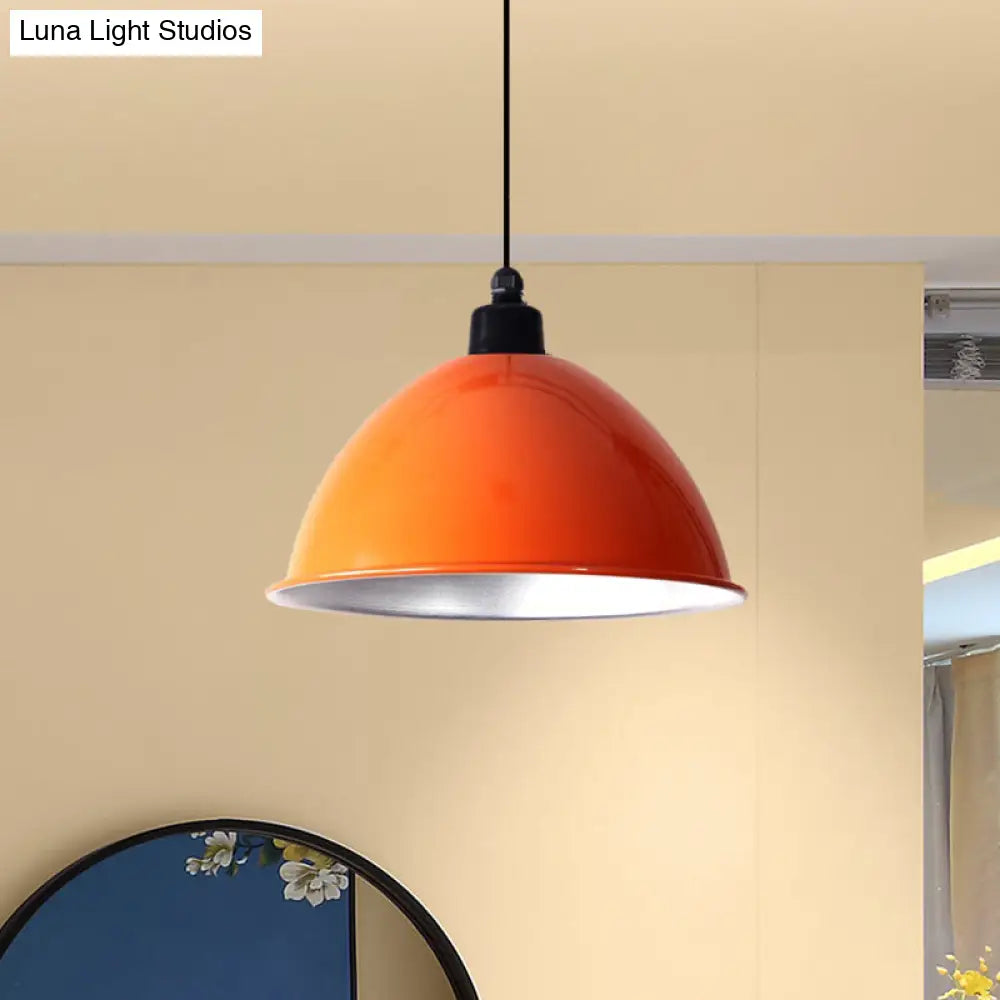 Industrial Style Domed Aluminum Ceiling Fixture With Cord - 12.5/14 W 1 Head Restaurant Hanging Lamp