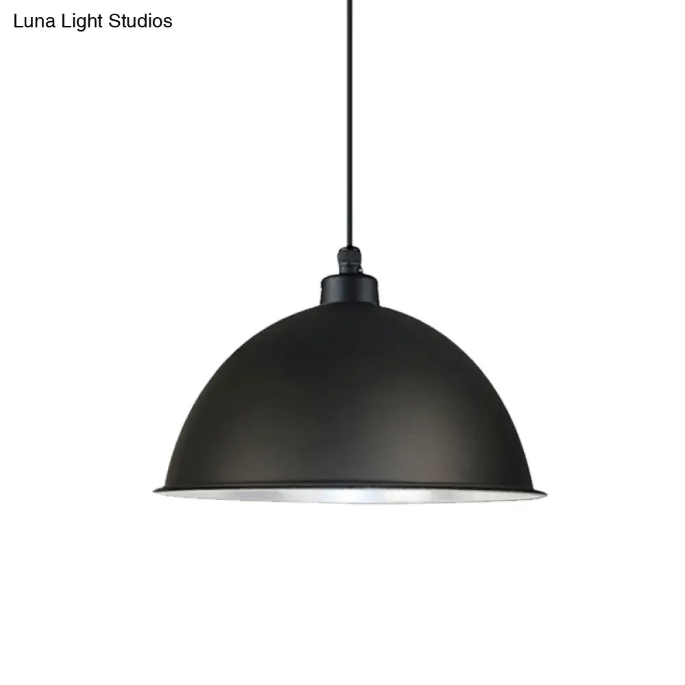 Industrial Style Domed Aluminum Ceiling Fixture - 12.5’/14’ Corded Hanging Lamp In Black/Red