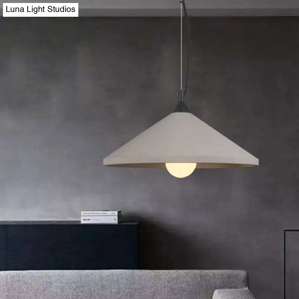 Grey Cement Hanging Ceiling Light - Wide Flare Pendant Lamp With Industrial Style (1 Head)