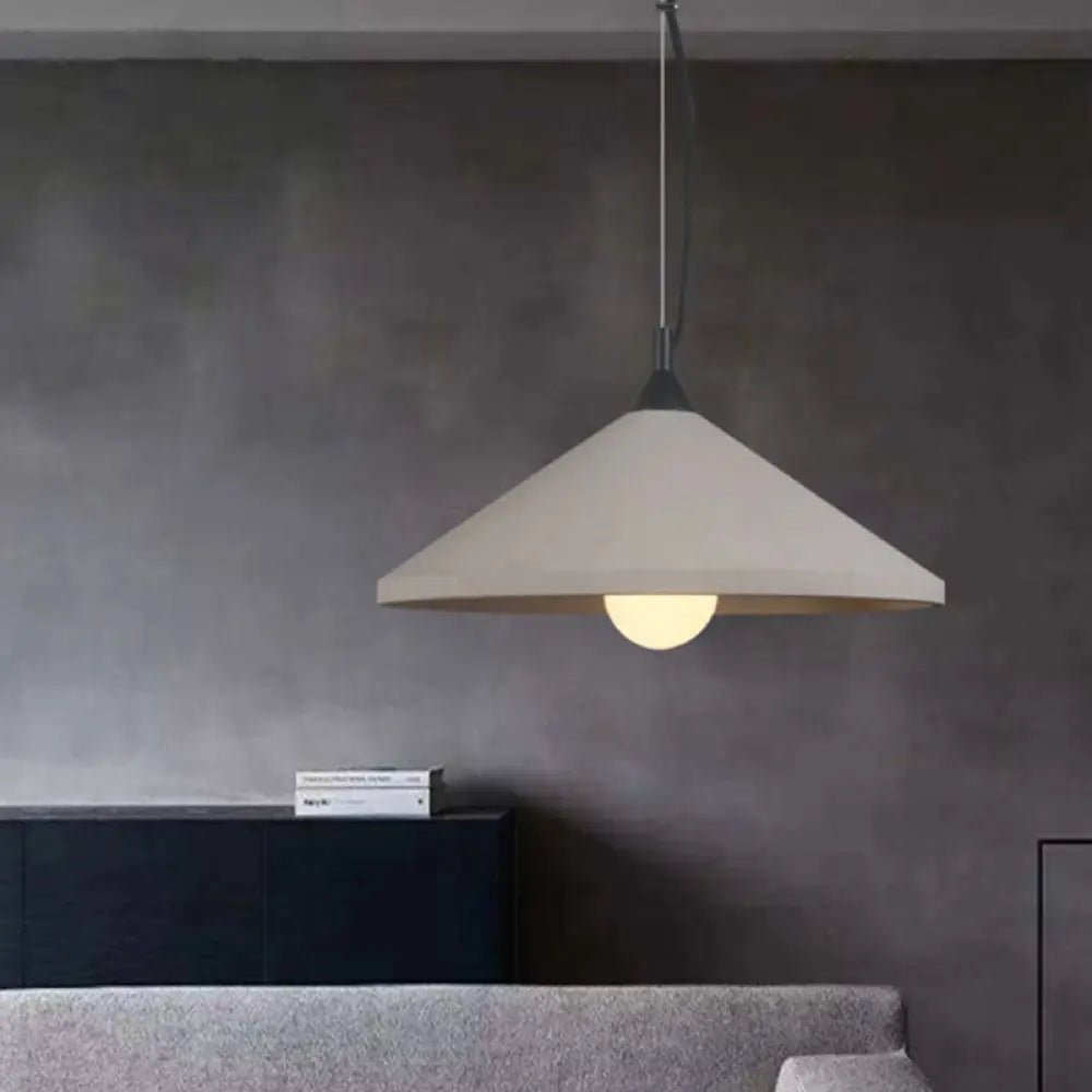 Industrial-Style Flare Pendant Lamp With Wide Cement Shade - Grey