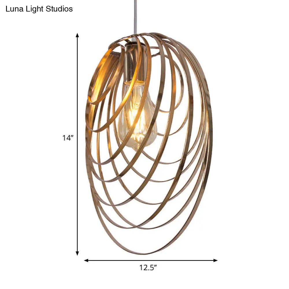 Industrial Style Metal Rings Ceiling Lamp With Golden Pendant For Coffee Shops