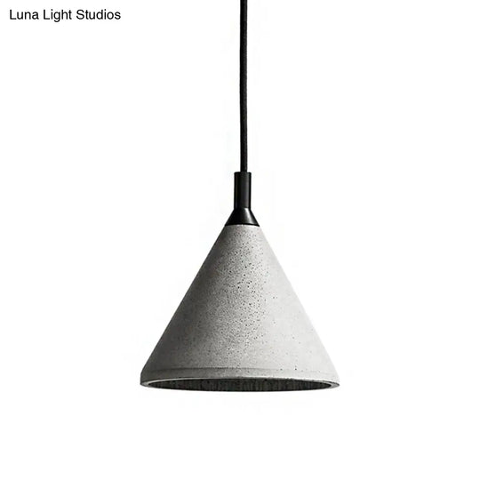 Industrial Style Gray Cement Cone Hanging Lamp - Adjustable Pendant Lighting For Living Room