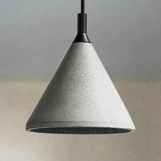 Industrial Style Gray Cement Cone Hanging Lamp - Adjustable Pendant Lighting For Living Room Grey