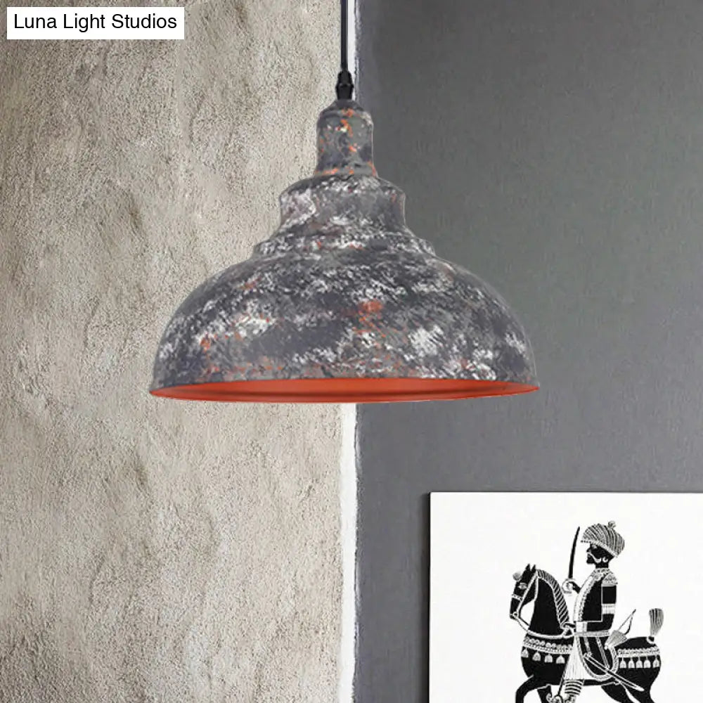 Industrial Style Gray/White Wrought Iron Dome Pendant Ceiling Light For Restaurants