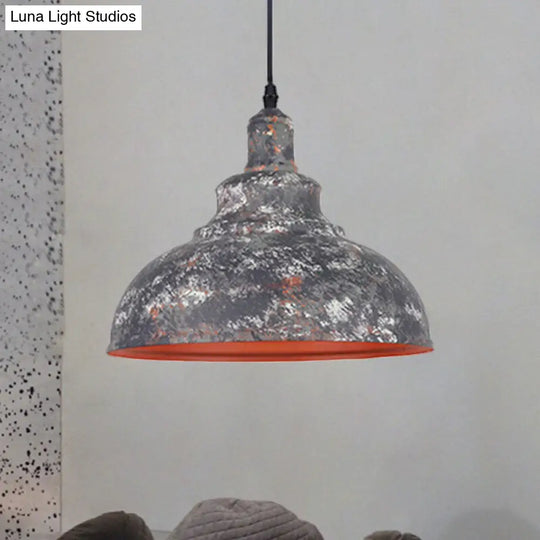 Industrial Style Gray/White Wrought Iron Dome Pendant Ceiling Light - Perfect For Restaurants Grey