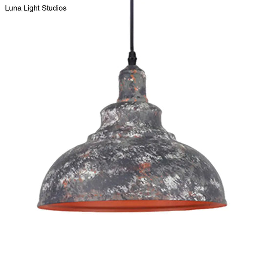 Industrial Style Gray/White Wrought Iron Dome Pendant Ceiling Light - Perfect For Restaurants