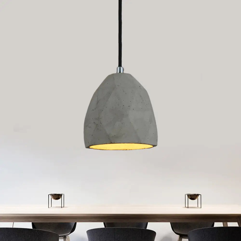 Industrial-Style Grey Dome Cement Pendant Light – Restaurant Hanging Lamp Kit