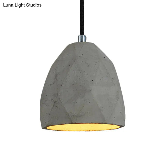 1-Bulb Industrial-Style Grey Cement Pendant Lighting: Restaurant Hanging Lamp Kit