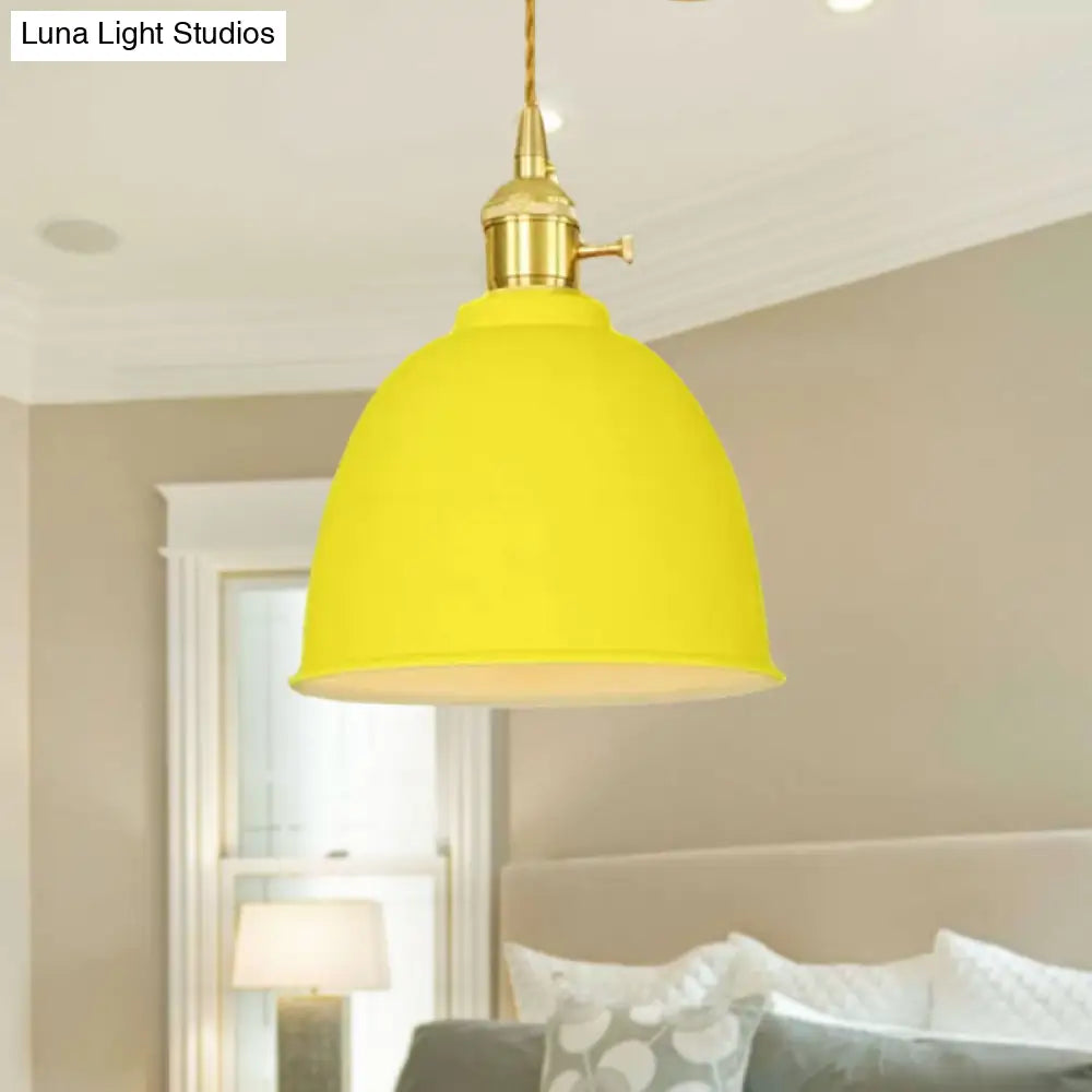 Industrial Style Domed Hanging Ceiling Light - 1 Pendant Lighting With Adjustable Cord