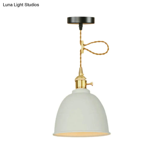 Industrial Style Domed Hanging Ceiling Light - 1 Pendant Lighting With Adjustable Cord