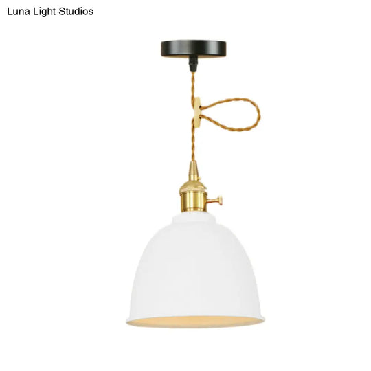 Industrial Style Domed Hanging Ceiling Light - 1 Pendant Lighting With Adjustable Cord