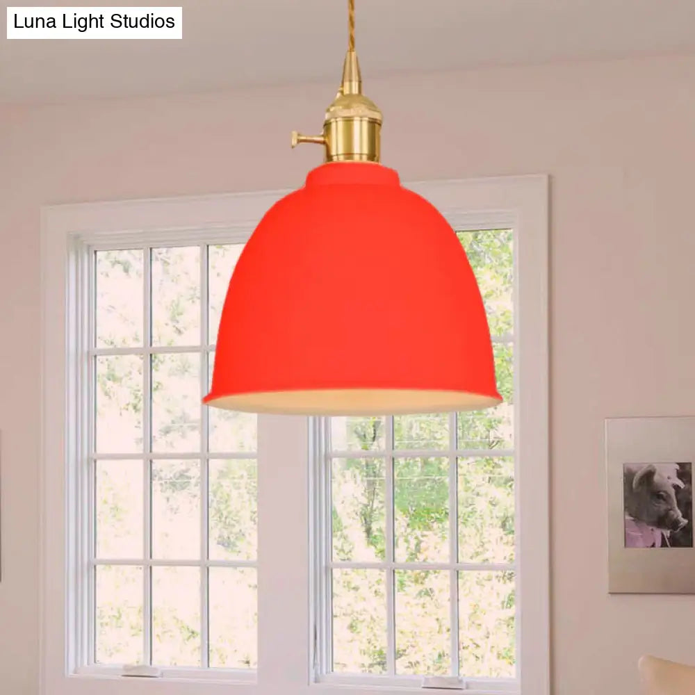 Industrial Style Domed Hanging Ceiling Light - 1 Pendant Lighting With Adjustable Cord