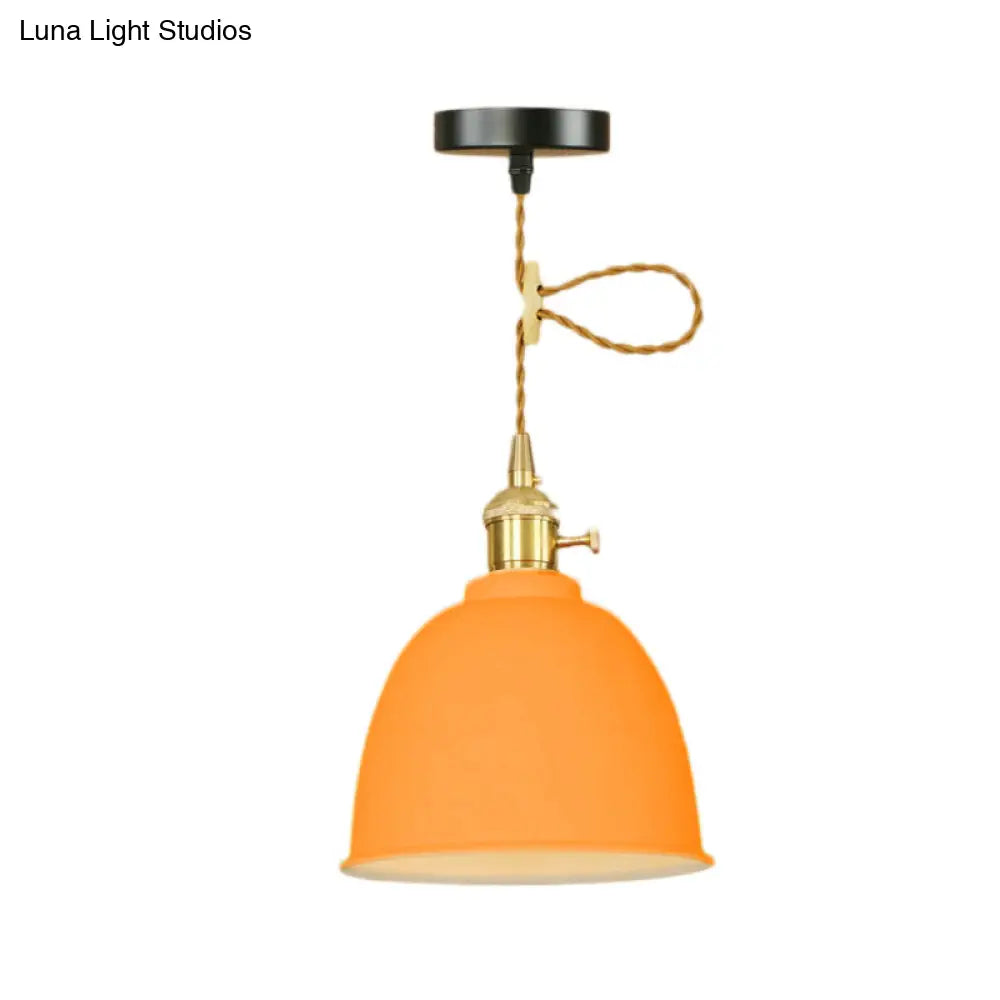 Industrial Style Domed Hanging Ceiling Light - 1 Pendant Lighting With Adjustable Cord