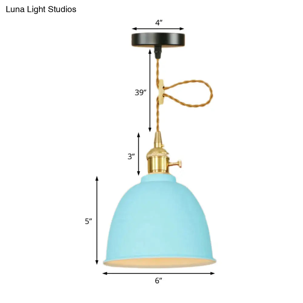 Industrial Style Domed Hanging Ceiling Light - 1 Pendant Lighting With Adjustable Cord