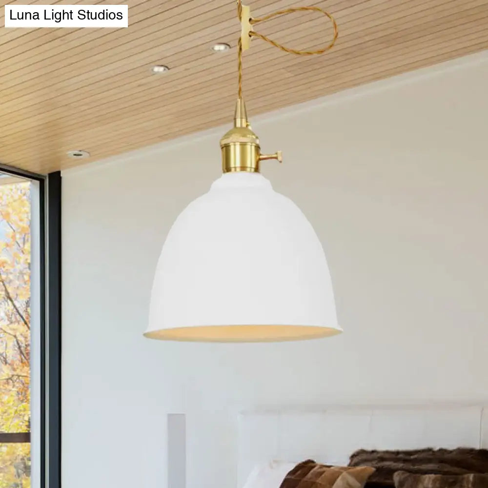 Industrial Style Domed Hanging Ceiling Light - 1 Pendant Lighting With Adjustable Cord