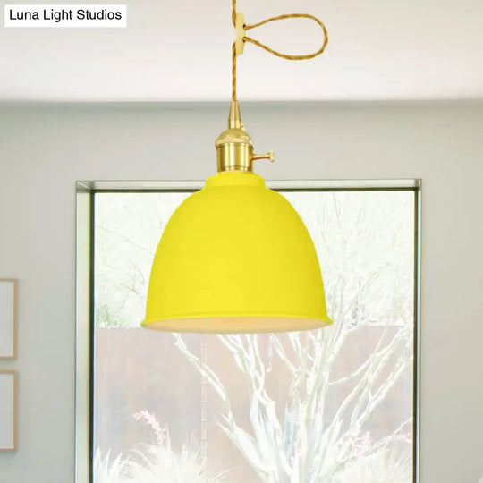 Industrial Style Domed Hanging Ceiling Light - 1 Pendant Lighting With Adjustable Cord