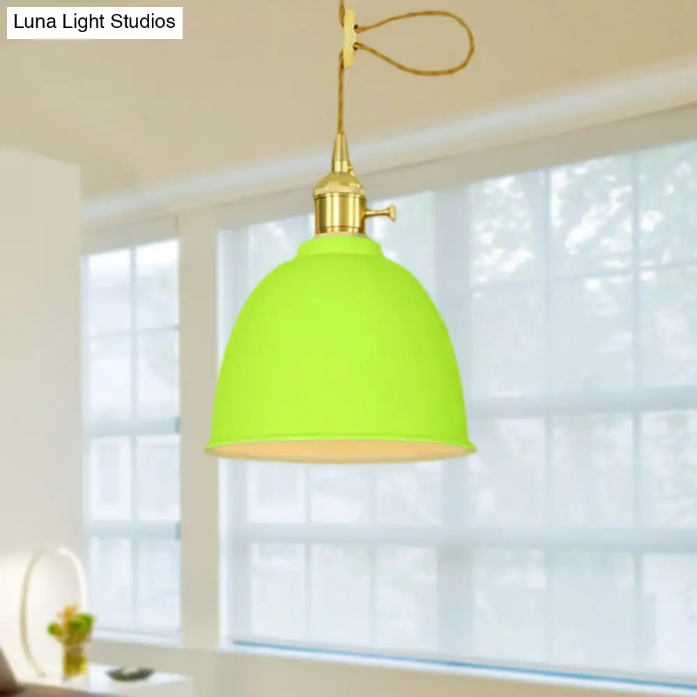 Industrial Style Domed Hanging Ceiling Light - 1 Pendant Lighting With Adjustable Cord