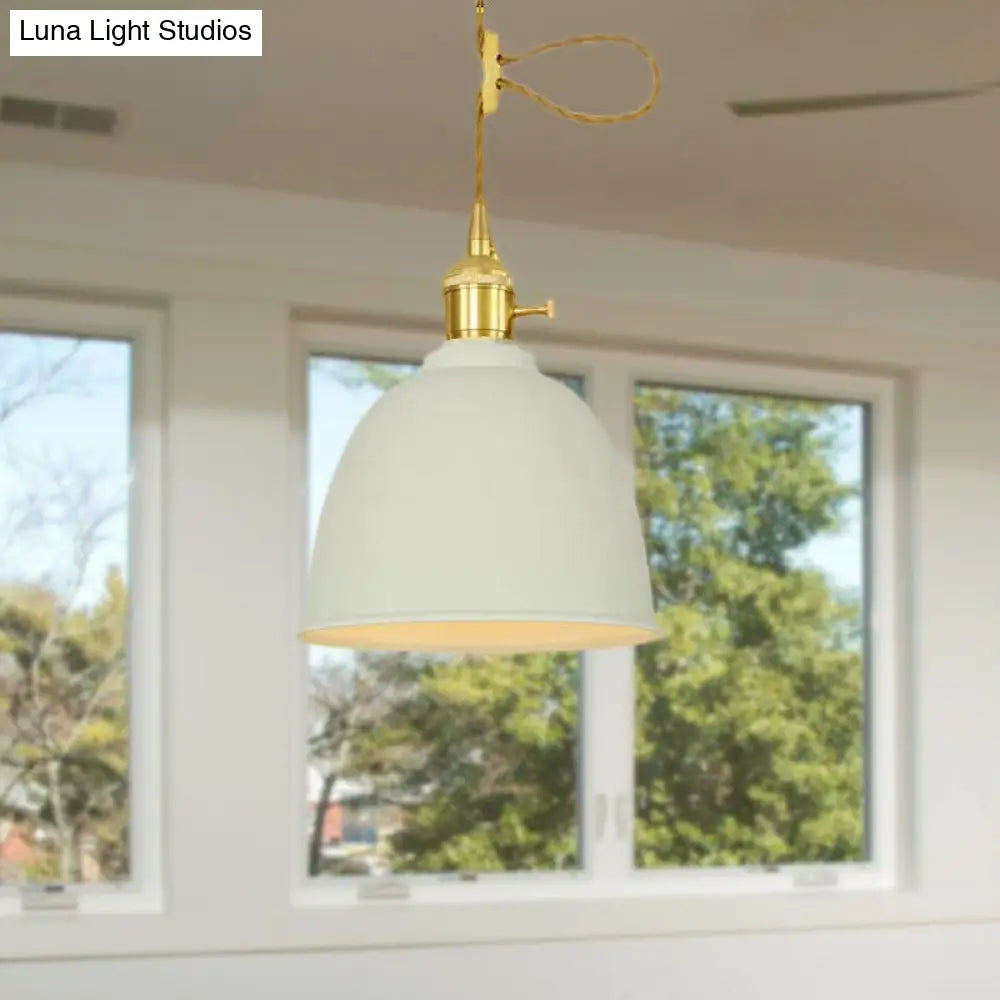 Industrial Style Domed Hanging Ceiling Light - 1 Pendant Lighting With Adjustable Cord