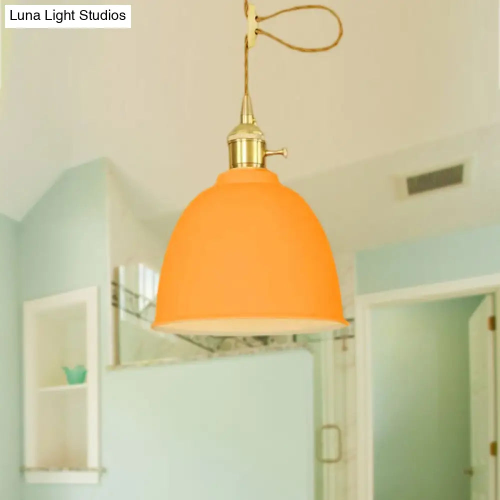 Industrial Style Domed Hanging Ceiling Light - 1 Pendant Lighting With Adjustable Cord