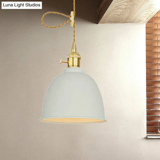 Industrial Style Domed Hanging Ceiling Light - 1 Pendant Lighting With Adjustable Cord