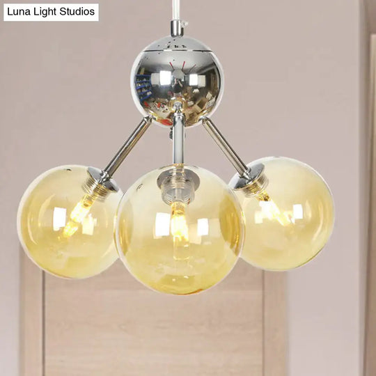 Industrial Style Hanging Chandelier Light - 13’/27.5’/34’ W Orbit Shade Amber/Clear/Smoke