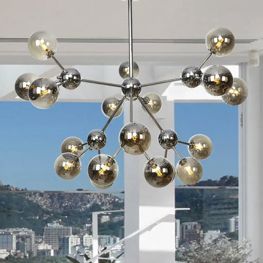 Industrial Style Hanging Chandelier Light - 13’/27.5’/34’ W Orbit Shade Amber/Clear/Smoke