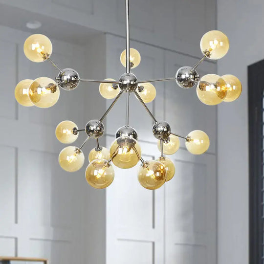 Industrial Style Hanging Chandelier Light - 13’/27.5’/34’ W Orbit Shade Amber/Clear/Smoke