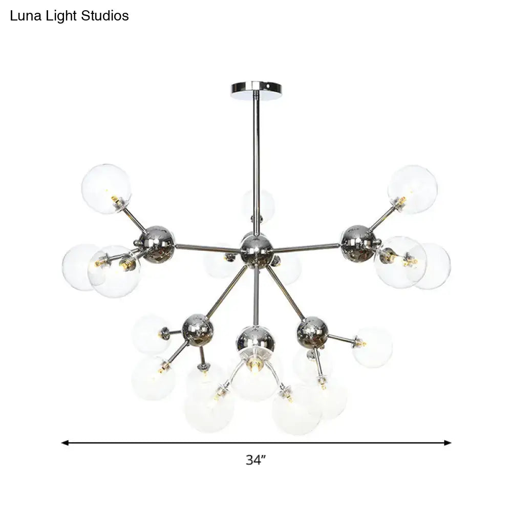 Industrial Style Hanging Chandelier Light - 13’/27.5’/34’ W Orbit Shade Amber/Clear/Smoke