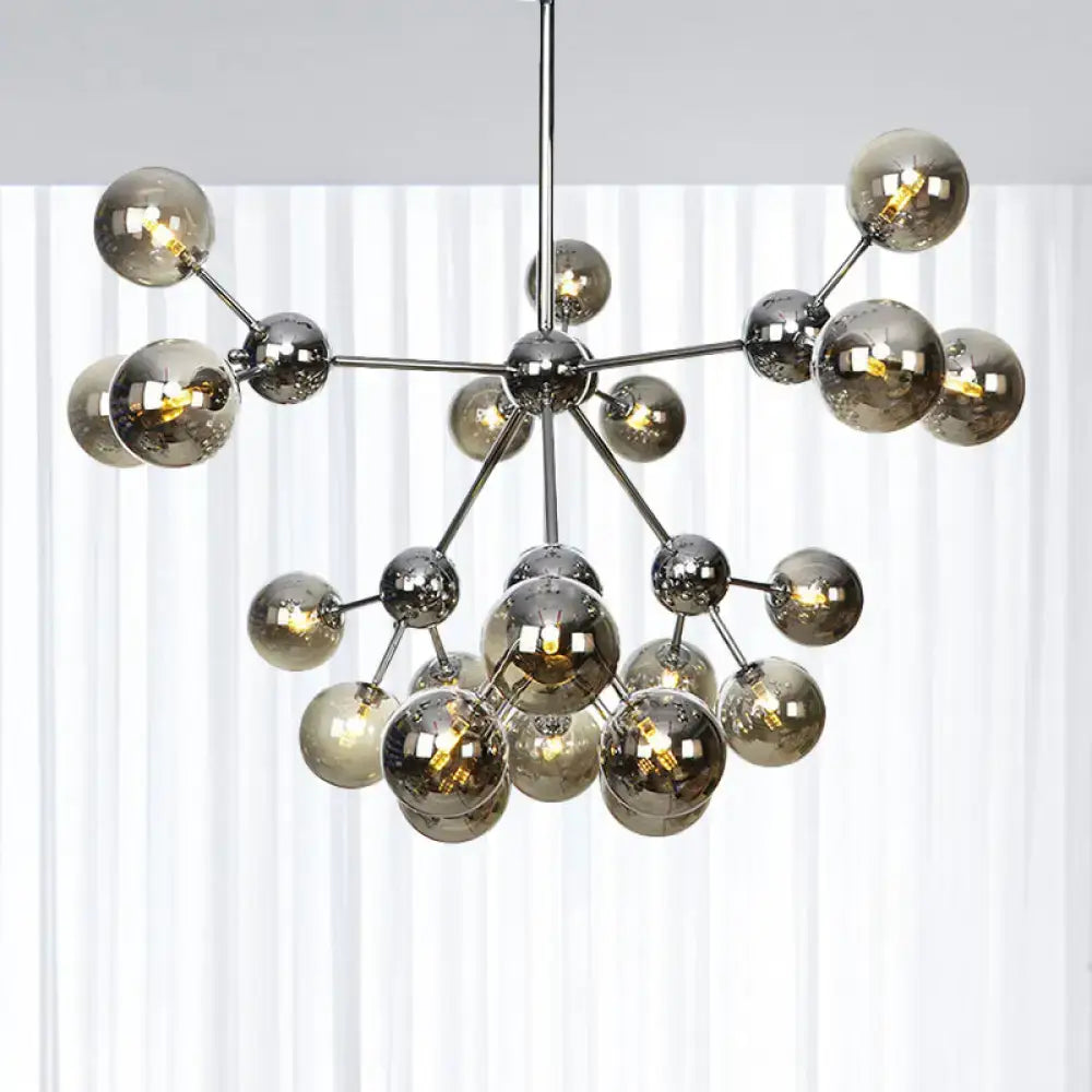 Industrial Style Hanging Chandelier Light - 13’/27.5’/34’ W Orbit Shade Amber/Clear/Smoke