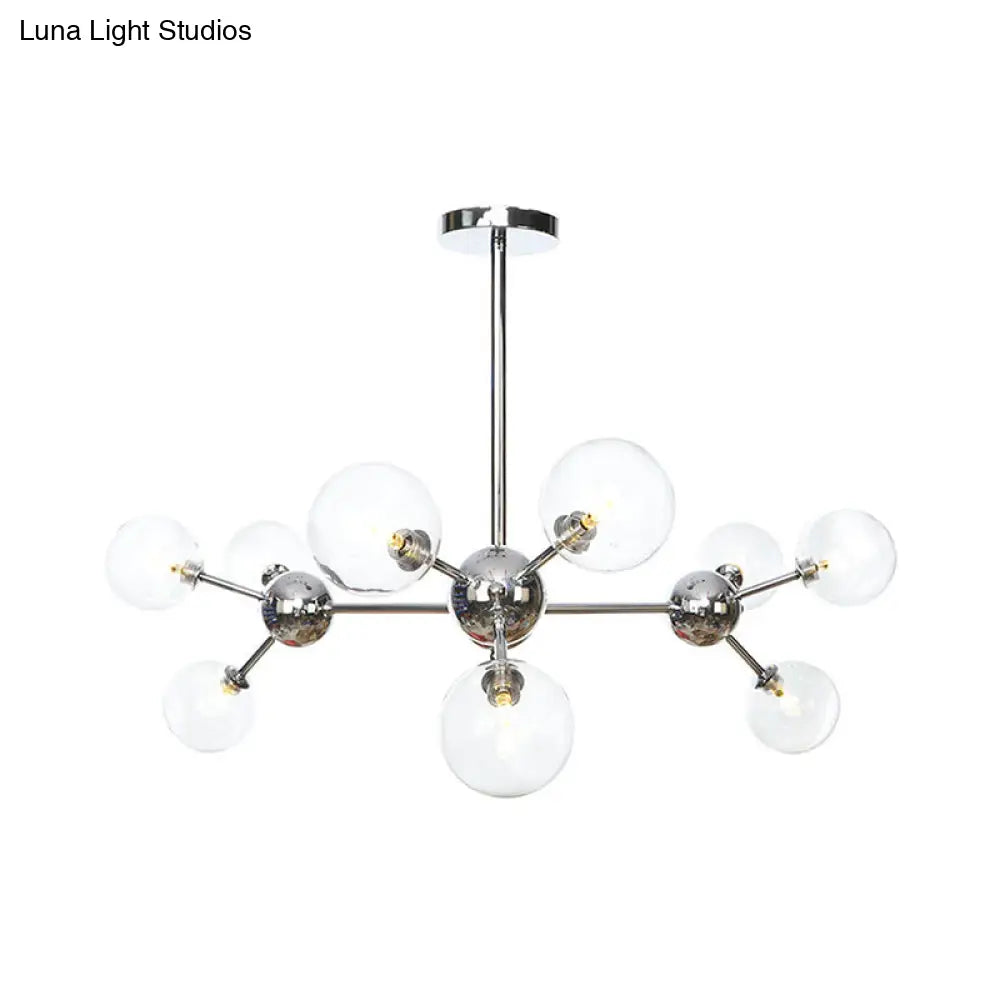 Industrial Style Hanging Chandelier Light With Amber/Clear/Smoke Gray Glass In 3/9/12 Lights -